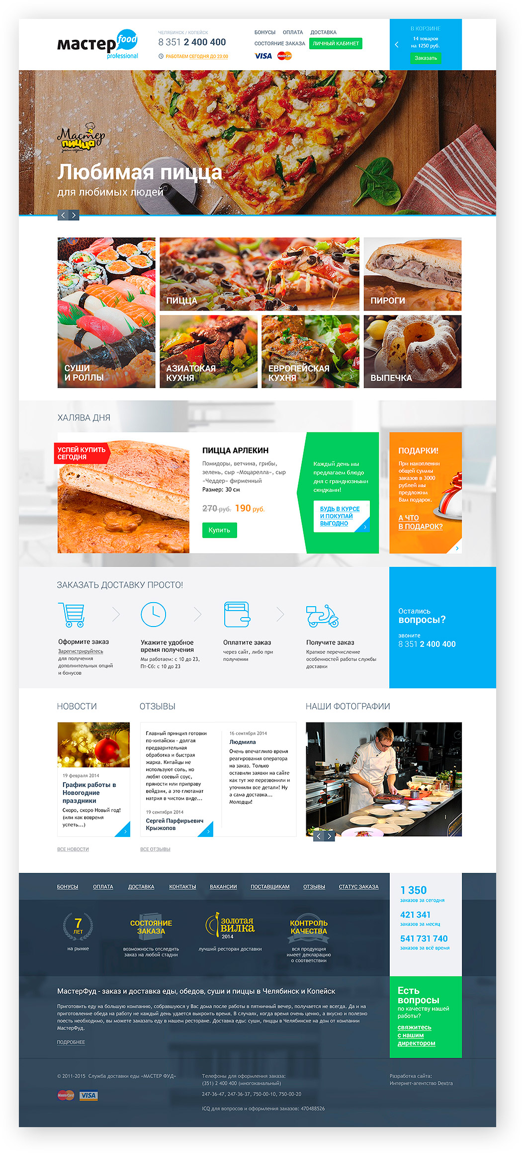 Сайт заказа и доставки еды «Мастер food» - главный экран
