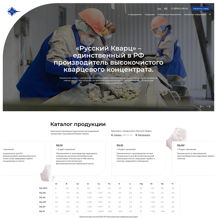 Сайт «Русский Кварц»  - после разработки