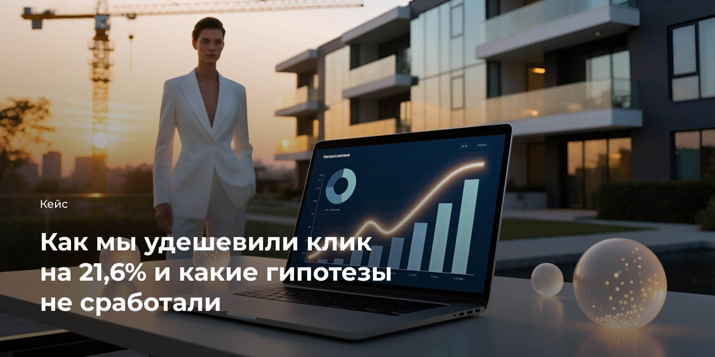 Кейс: Продаём недвижимость. Как мы удешевили клик на 21,6% и какие гипотезы не сработали большая иллюстрация