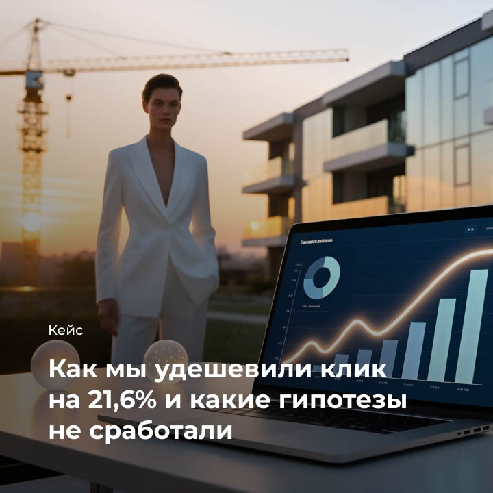 Кейс: Продаём недвижимость. Как мы удешевили клик на 21,6% и какие гипотезы не сработали небольшая иллюстрация